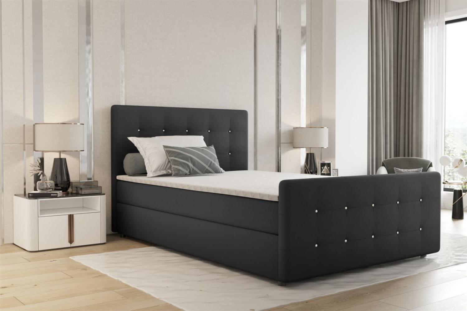 Boxspringbett Schlafzimmerbett MARKOS 120x220cm Stoff Soro Dunkelgrau inkl. Topper Bild 1