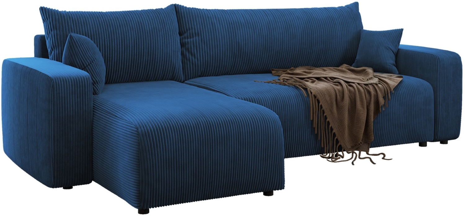 Selsey 'Pianoni' Ecksofa mit Schlaffunktion, Stauraum und Cordbezug, marineblau, 83 x 244 x 140 cm Bild 1