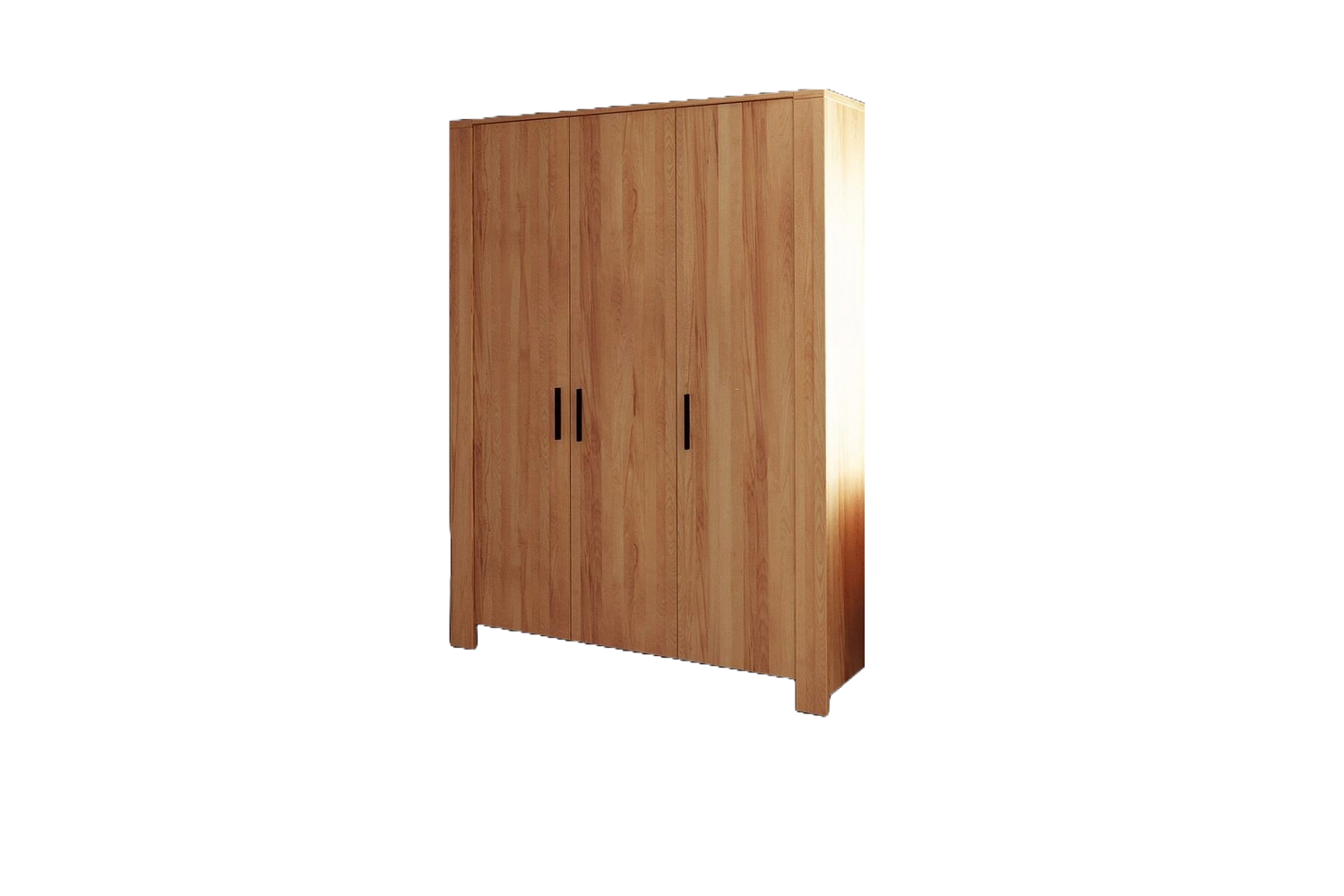 Kleiderschrank Lubic aus Kernbuche massiv 155x60x205 mit 3 Türen und Holzbeinen Bild 1