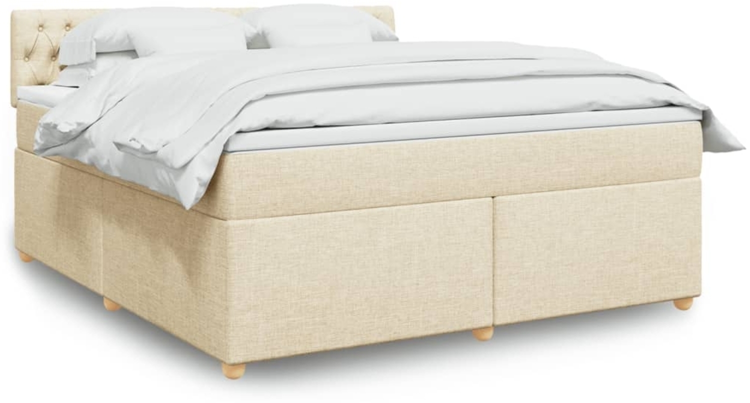 vidaXL Boxspringbett mit Matratze Creme 180x200 cm Stoff 3286771 Bild 1