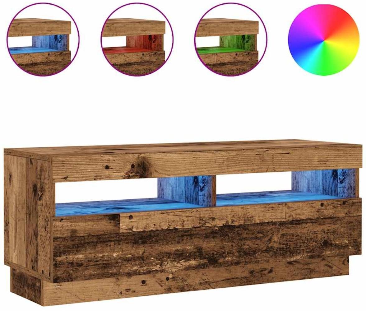 vidaXL TV-Schrank mit LED-Leuchten Altholz-Optik 100x35x40 cm 856355 Bild 1