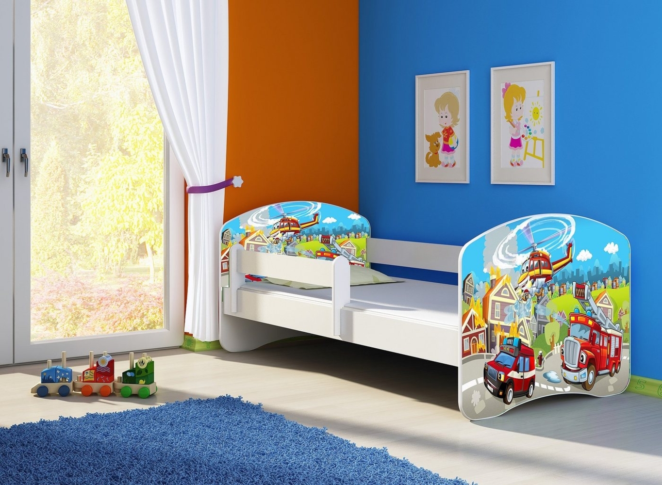 Clamaro Kinderbett (Kinderbett, Babybett 70x140, 80x160, 80x180cm Juniorbett, Kind, Motiv, Schublade CLAMARO) Bild 1