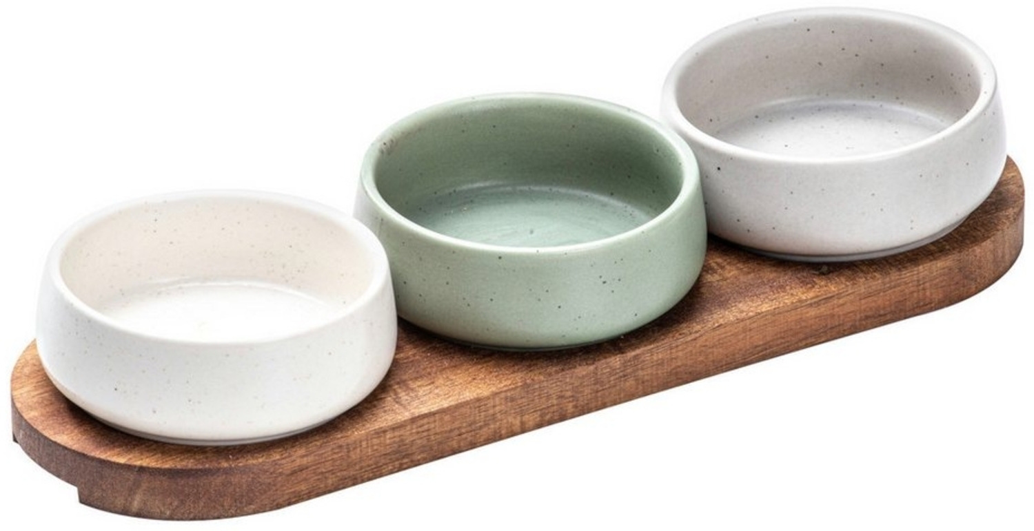 Ladelle Servierschüssel ELEMENTS Schalen-& Tablettset assortiert 4tlg, Stoneware/Acacia, (Schalen), Elements 4pc Assorted Shallow Bowl & Tray Set Assorted Bild 1