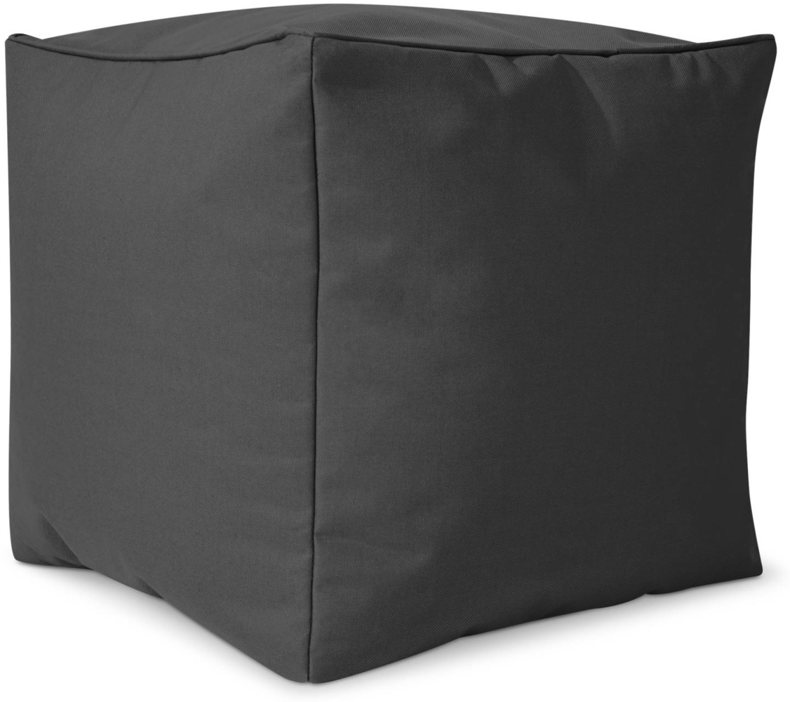 Green Bean® Sitzsack-Hocker 40x40x40cm mit EPS-Perlen Füllung - Sitz-Pouf für Sitzsäcke - Sitzhocker für Kinder und Erwachsene - Anthrazit Bild 1