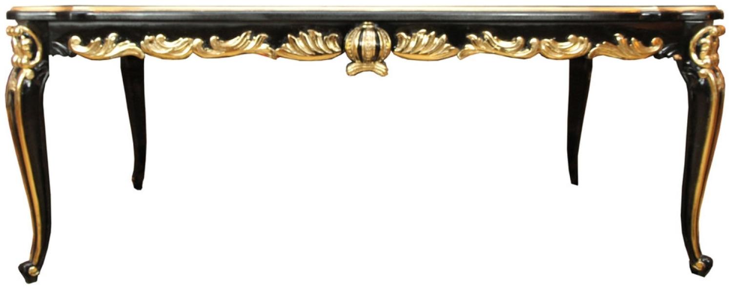 Pompöös by Casa Padrino Barock Luxus Esstisch mit Glasplatte Schwarz / Gold 160 x 100 cm - Pompööser Barock Esstisch designed by Harald Glööckler Bild 1