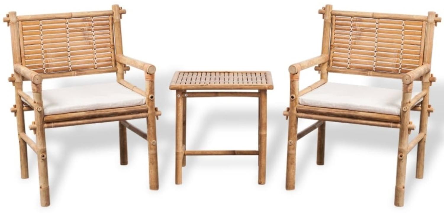 vidaXL 3-tlg. Bistro-Set mit Auflagen Bambus 41892 Bild 1