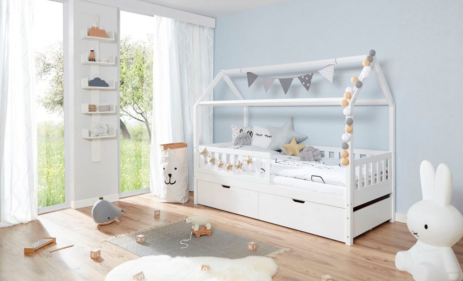 Ticaa Hausbett Traumhaus, bodentief, mit Schubkästen »Melanie« Bild 1