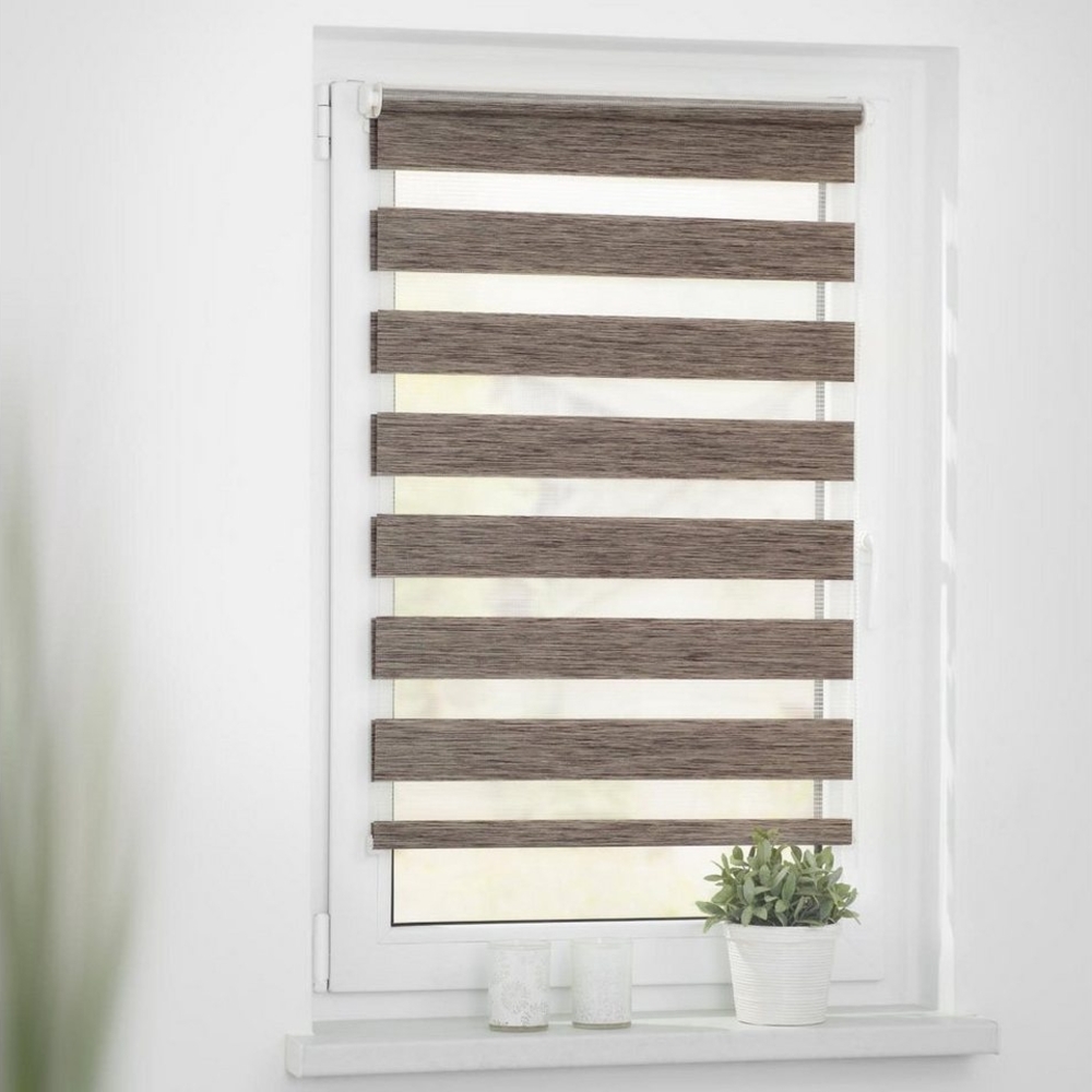 Lichtblick Sonnenschutzsysteme GmbH Doppelrollo Askersund 45 cm x 150 cm (BxL) Hellbraun modernes Duo Rollo mit aufregenden Designs; Klemm- und schraubbar; Lichtdurchlässig und blickdicht Bild 1