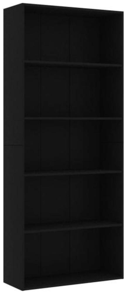 vidaXL Bücherregal 5 Fächer Schwarz 80x30x189 cm Holzwerkstoff 801027 Bild 1