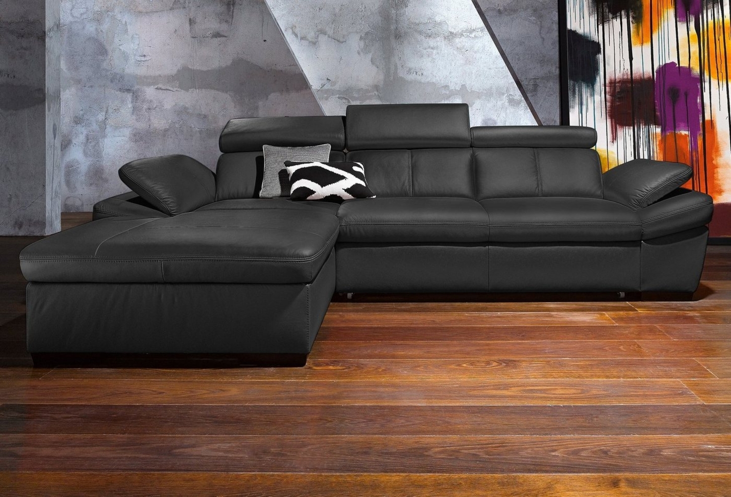 exxpo - sofa fashion Ecksofa Salerno, klassisch modernes Funktionssofa, hoher Sitzkomfort, L-Form, inkl. Kopf- und Armteilverstellung, wahlweise mit Bettfunktion Bild 1