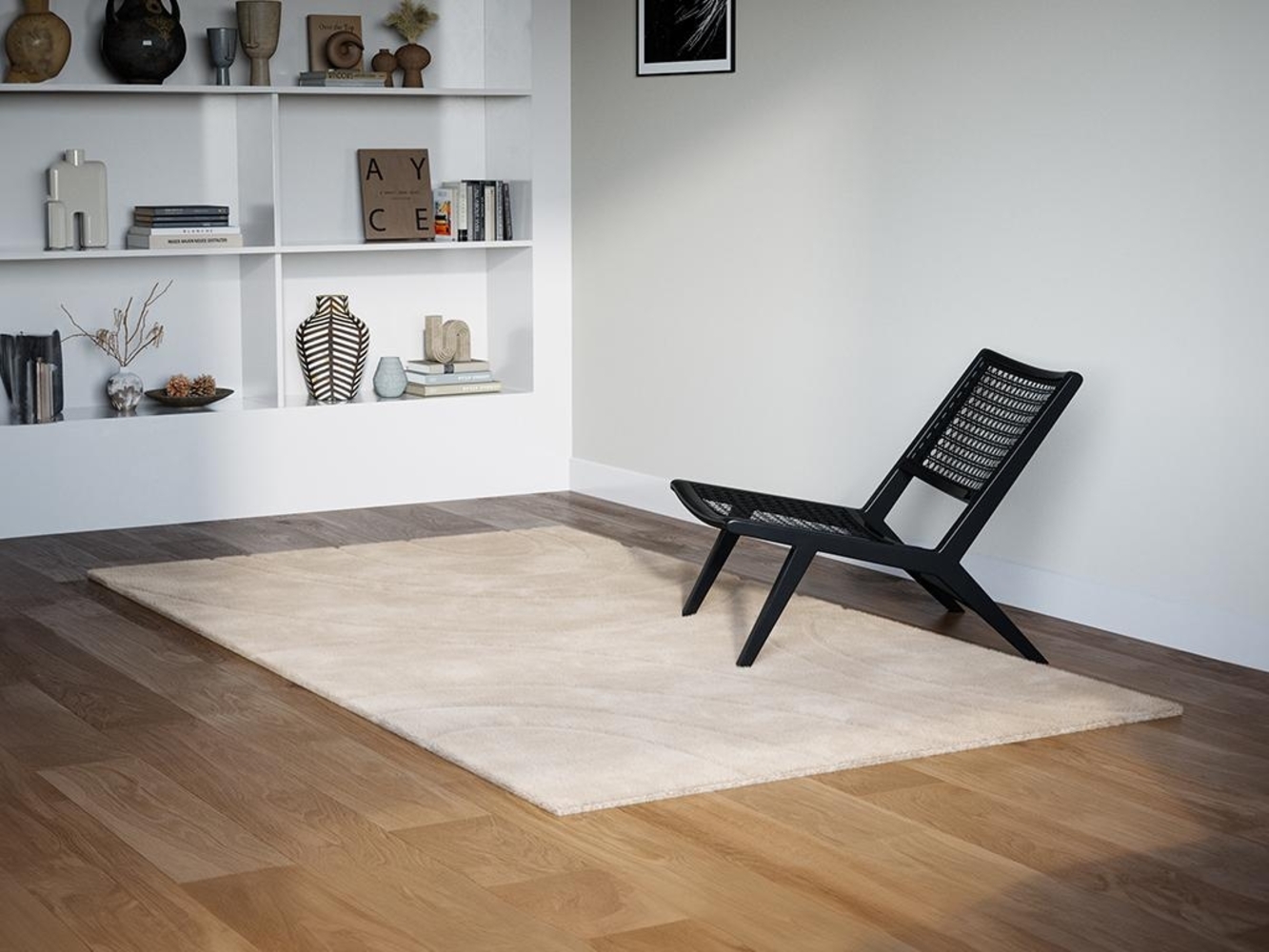 Vente-unique - Teppich mit Kreismuster in Relief-Optik - Pelz-Optik - 160 x 230 cm - Beige - PAOLISI Bild 1