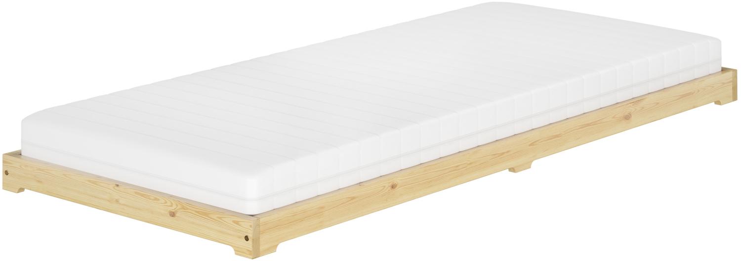 Niederflurbett extra niedriges Bettrahmen Futonbett 100x200 Kiefer klar lackiert V-60.47K-10Rollrost und Matratze inkl. Bild 1