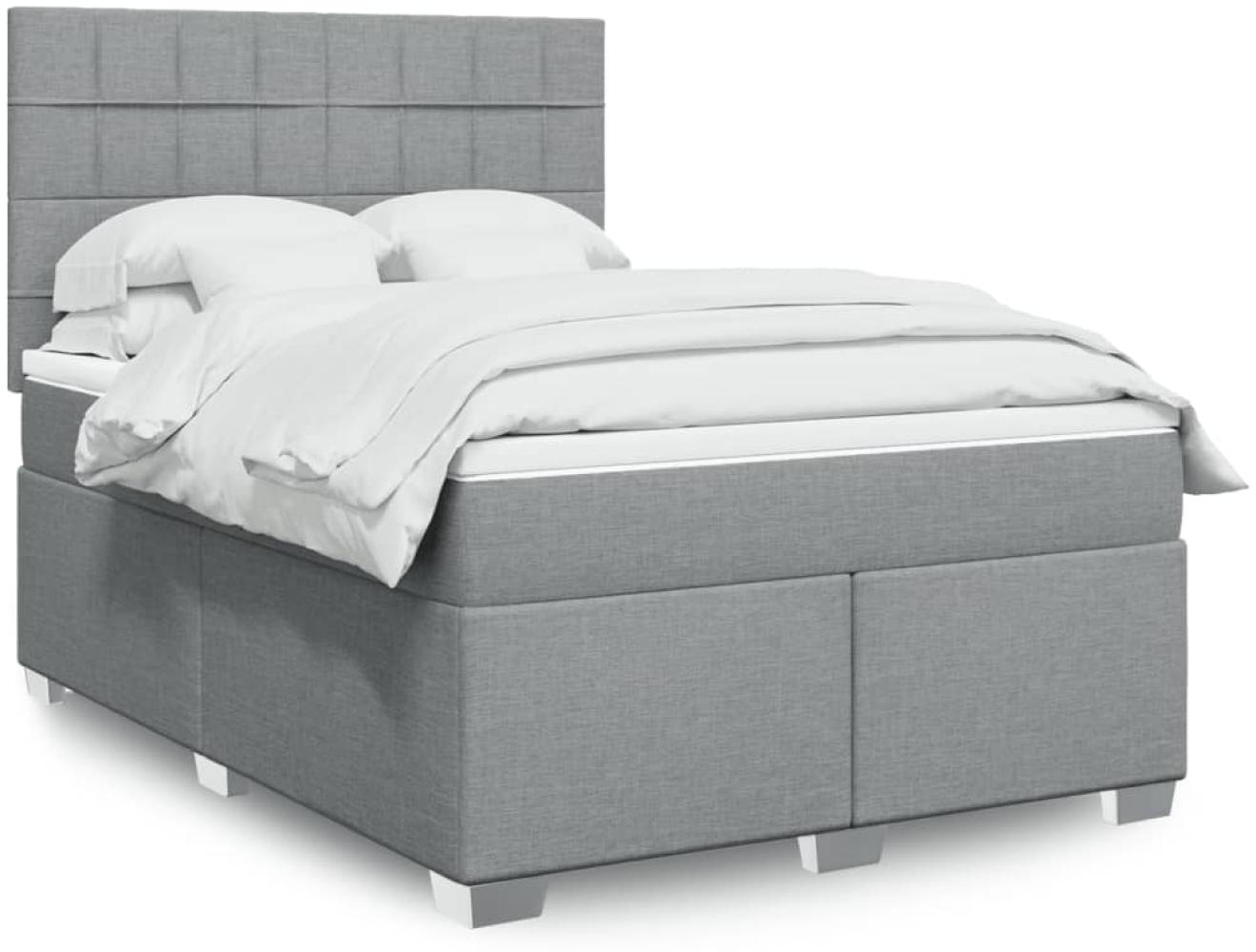 vidaXL Boxspringbett mit Matratze Hellgrau 160x200 cm Stoff 3292839 Bild 1