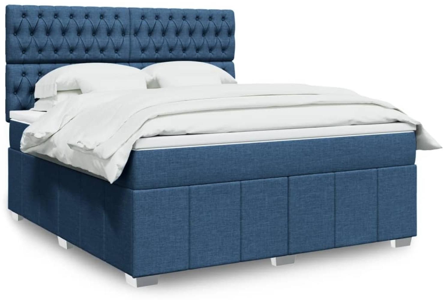 vidaXL Boxspringbett mit Matratze Blau 180x200 cm Stoff 3294060 Bild 1