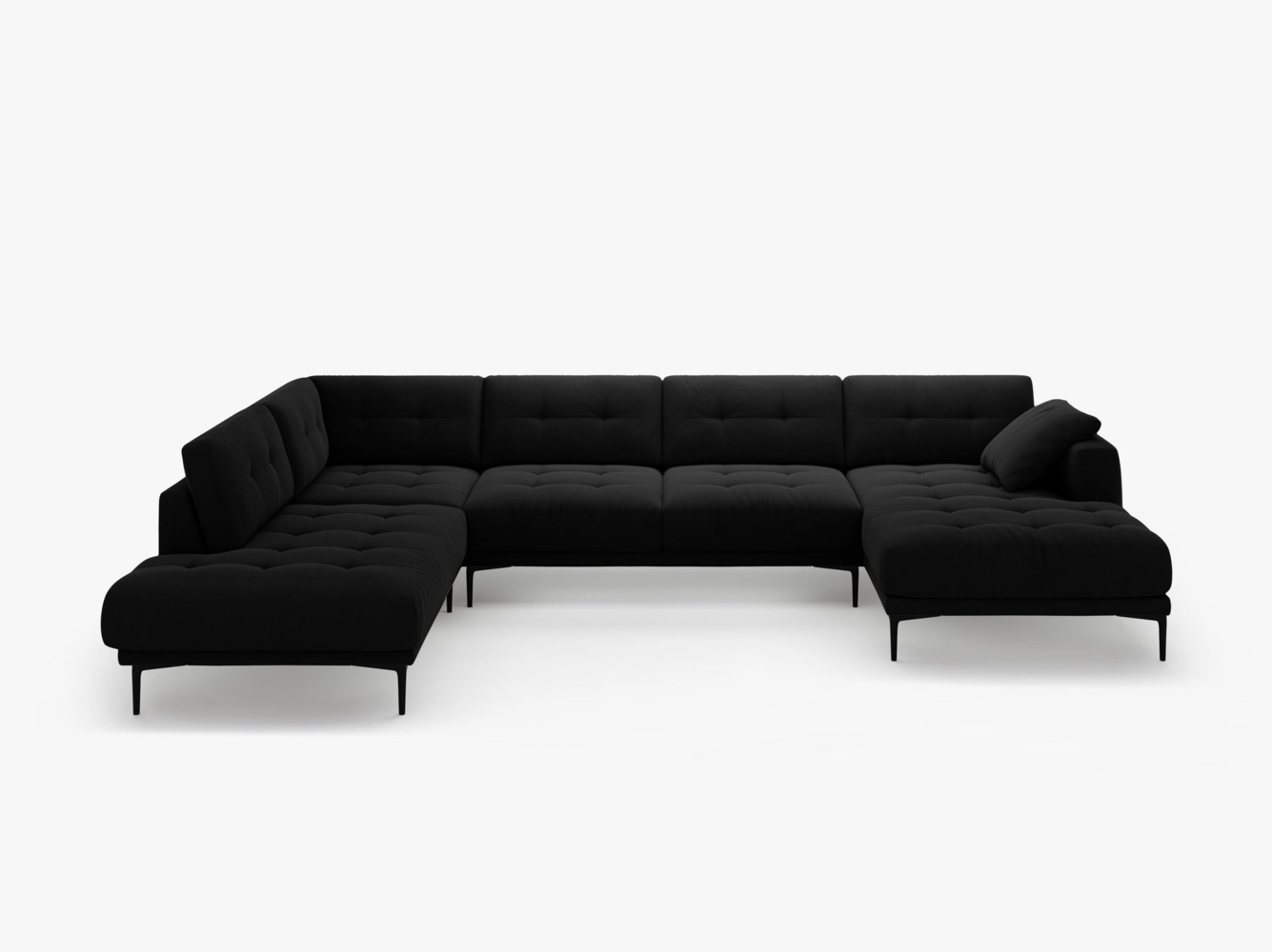 Micadoni Panorama Ecksofa Bemy 7-Sitzer Links Samt Schwarz Bild 1