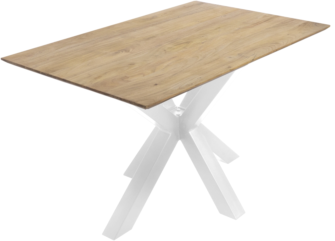 Esstisch 140x80cm Akazie massiv eichenfarben schweizer Kante Spider-Gestell weiß DEAN 140105201 Bild 1