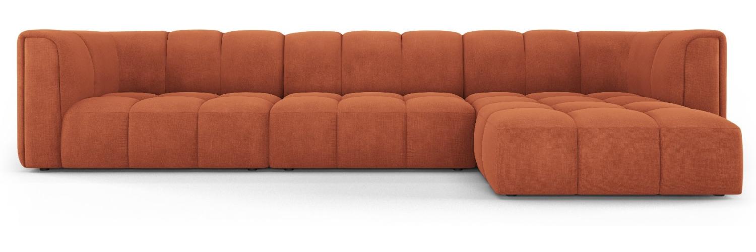 Micadoni Modulares Ecksofa Serena 5-Sitzer Strukturierter Stoff, Orange, Rechts Bild 1