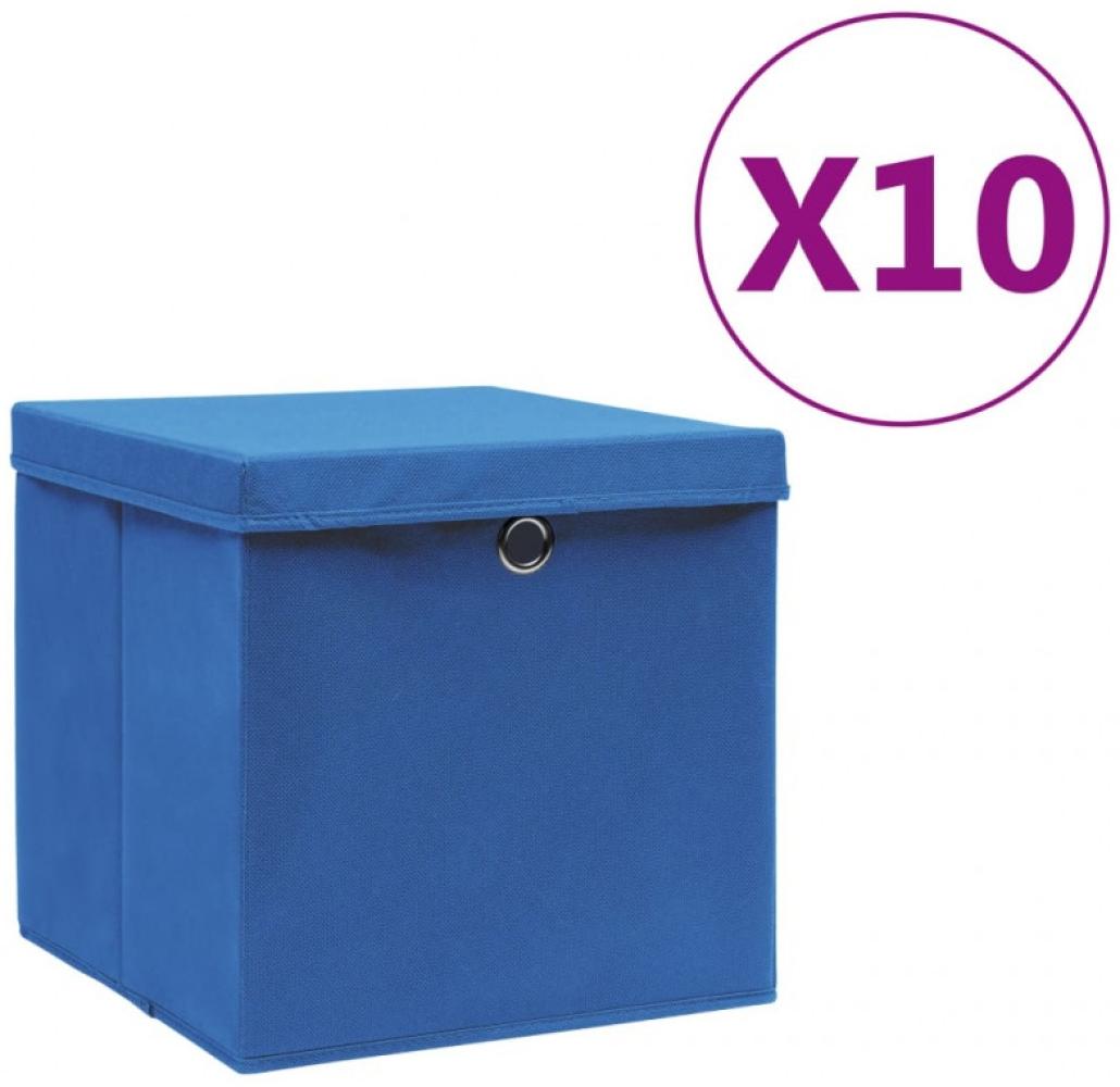 Aufbewahrungsboxen mit Deckeln 10 Stk. 28x28x28 cm Blau Bild 1