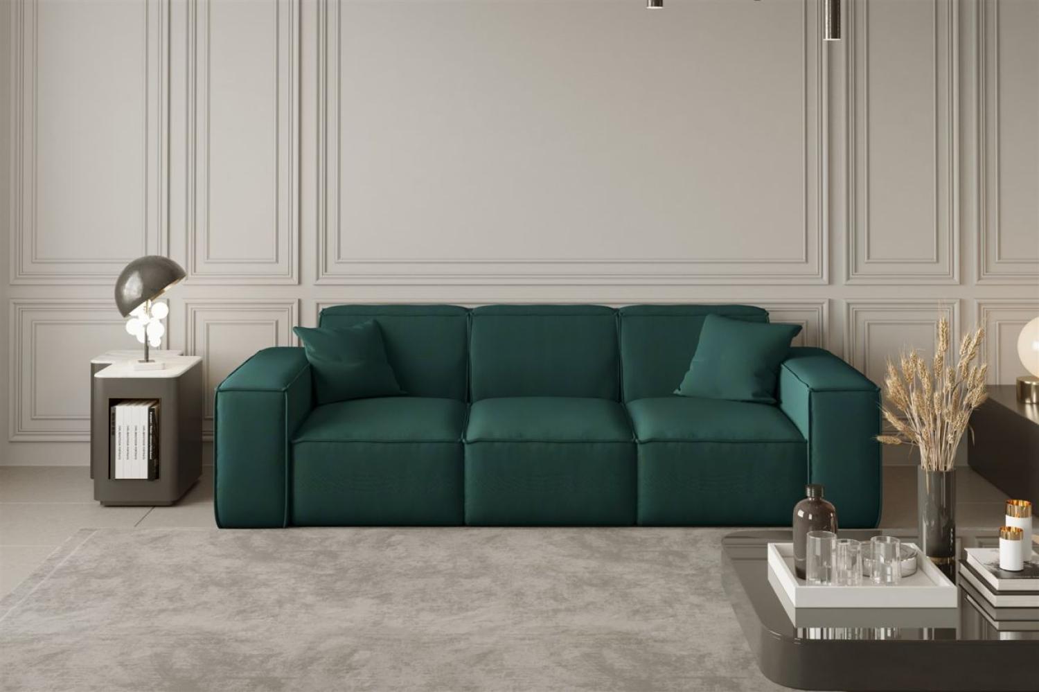 Sofa Designersofa CELES 3-Sitzer in Stoff Opera Velvet Opalgrün Bild 1