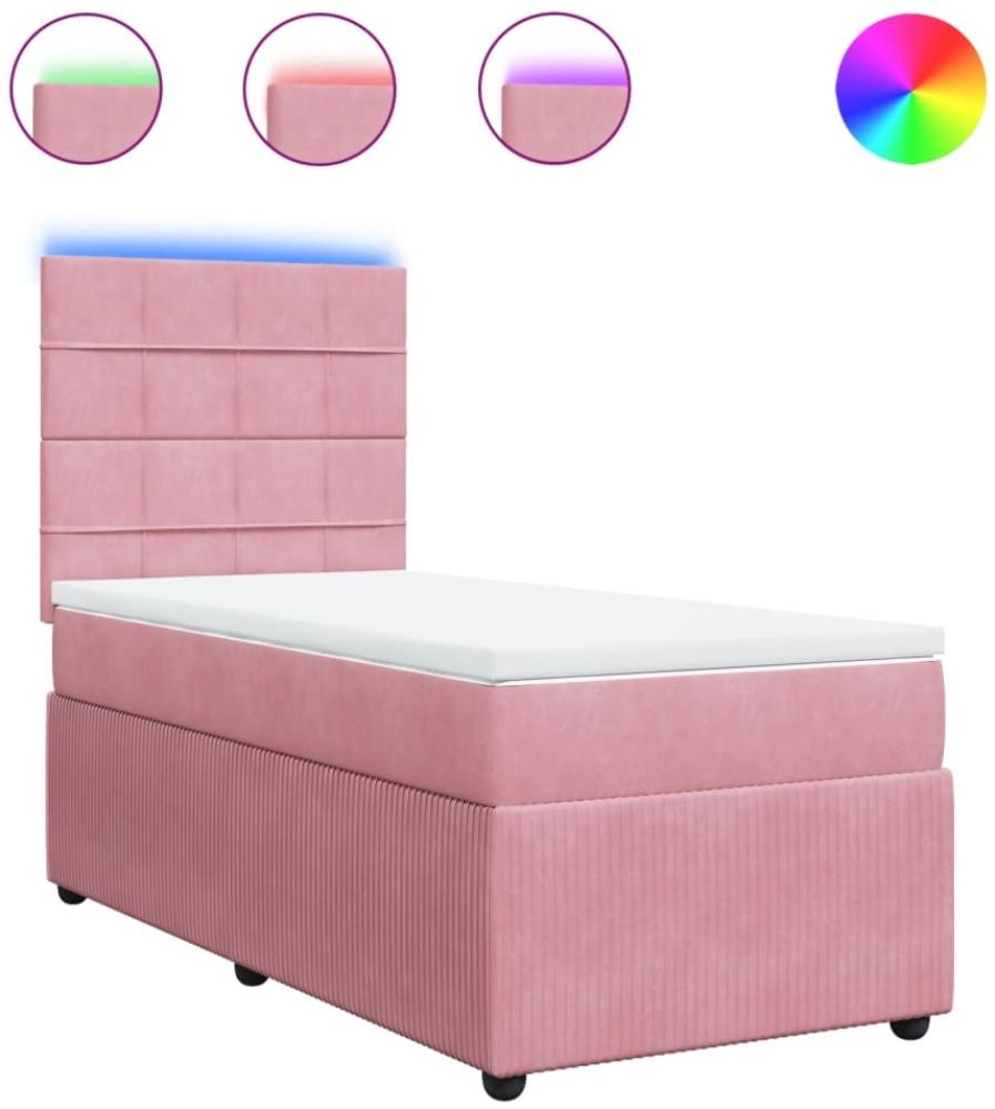 vidaXL Boxspringbett mit Matratze Rosa 90x200 cm Samt 3294543 Bild 1