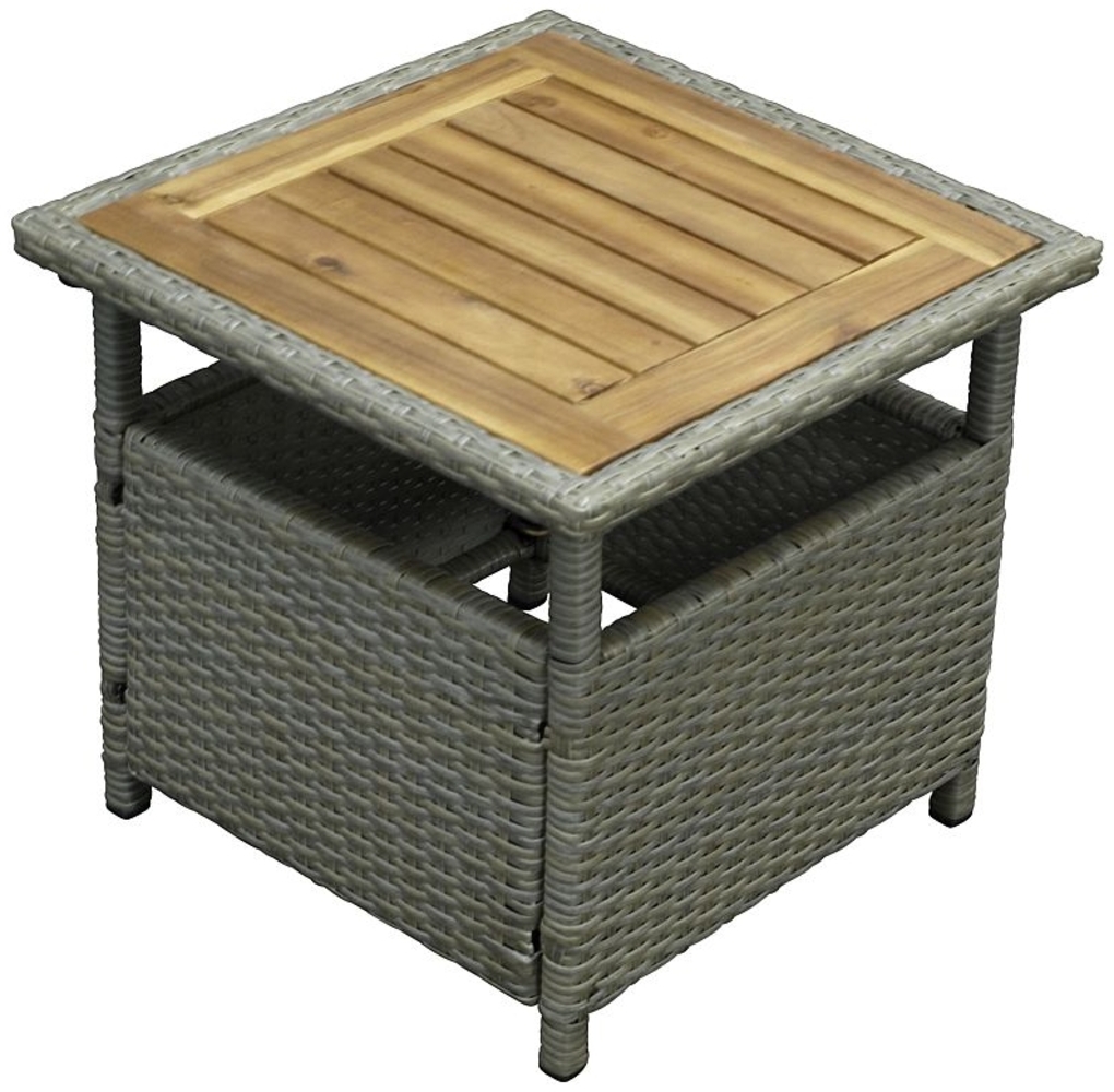 Gartentisch Beistelltisch Akazie/Polyrattan grau 45x45cm Bild 1