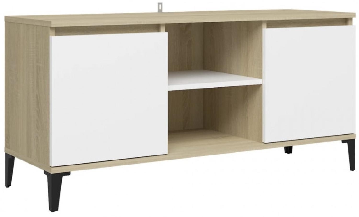 vidaXL TV-Schrank mit Metallbeinen Weiß Sonoma-Eiche 103,5 x 35 x 50 cm Bild 1
