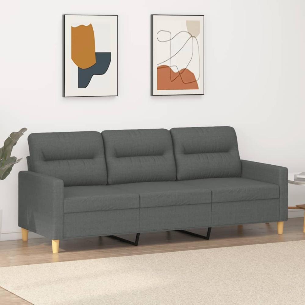 vidaXL 3-Sitzer-Sofa Braun 180 cm Stoff, Dunkelgrau, 198x80 cm Bild 1