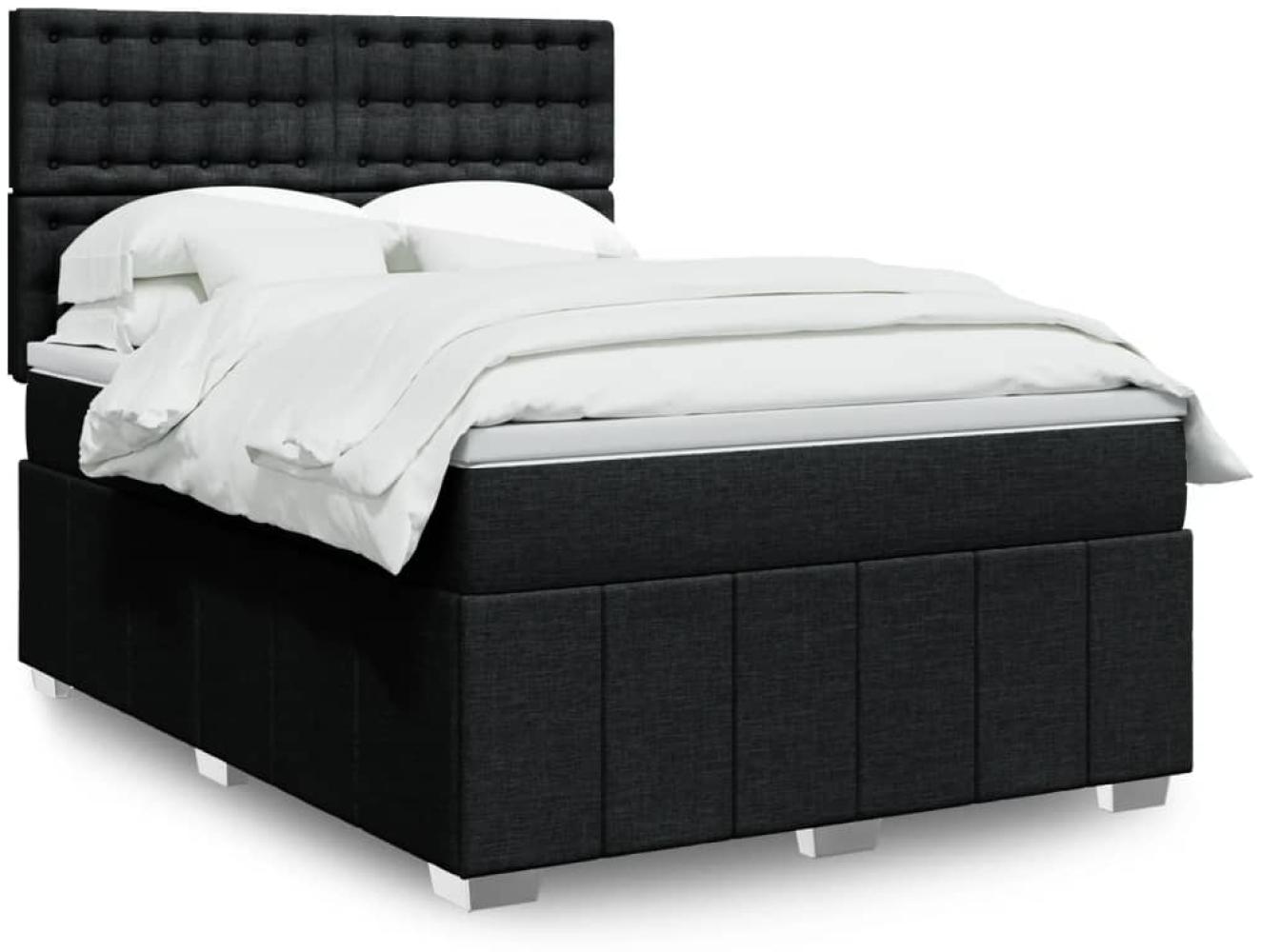 vidaXL Boxspringbett mit Matratze Schwarz 140x200 cm Stoff 3291707 Bild 1