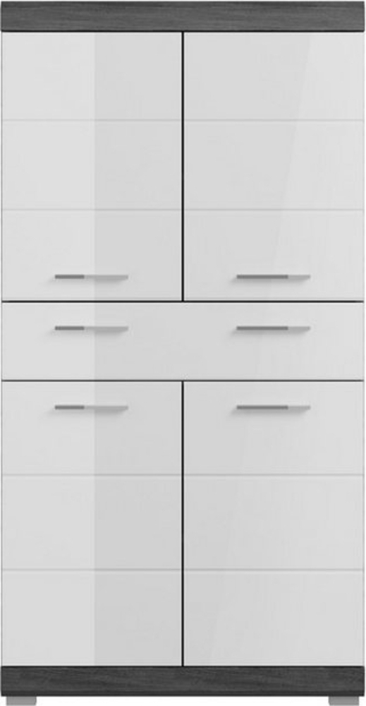 furnling Midischrank Scott 1 Schublade, 4 Türen, 4 Fächer, Badmöbel, Badschrank, 74 cm breit Bild 1