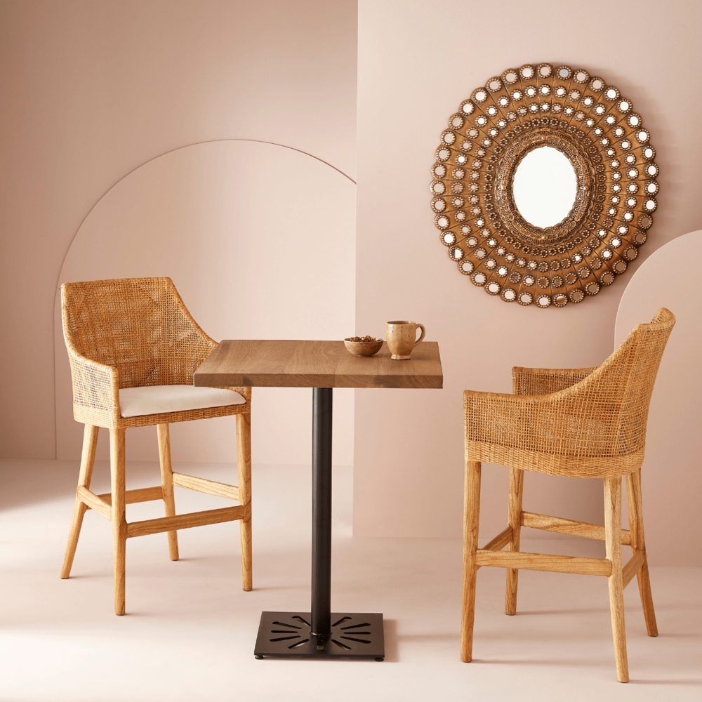 Signature Barstuhl aus Rattan und Stoff H104 cm - JULIE - Beige Bild 1