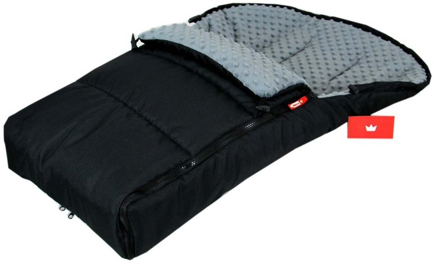 BabyLux Fußsack BABYLUX Fußsack MINKY Kinderwagen Buggy Fleece Babyschale Thermo, Schwarz + dunkel Grau Bild 1