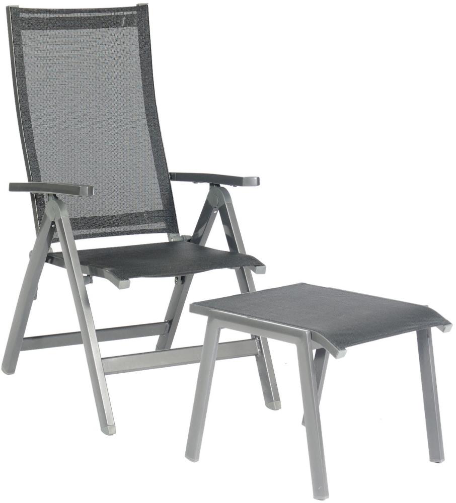Sonnenpartner Klappsessel Fresno mit Fußhocker Aluminium mit Textilen anthrazit Bild 1