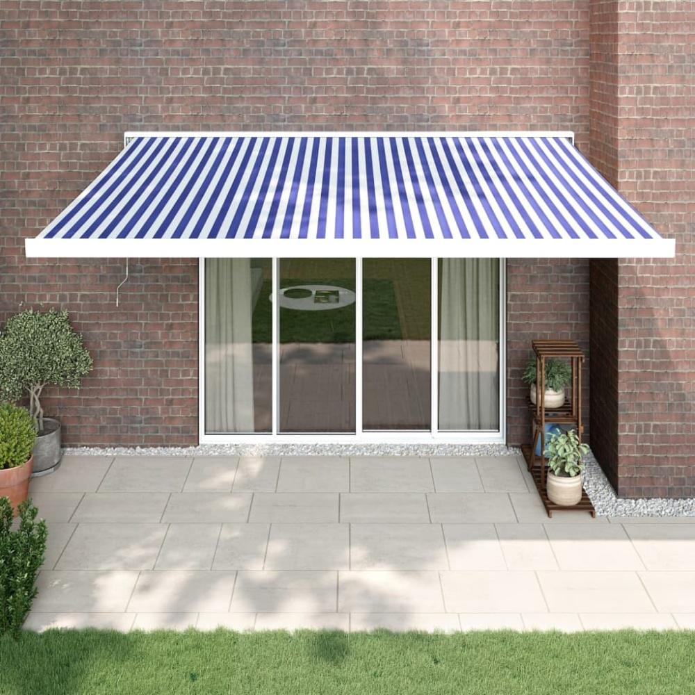 vidaXL Markise Einziehbar Blau und Weiß 4x3 m Stoff und Aluminium 3154573 Bild 1