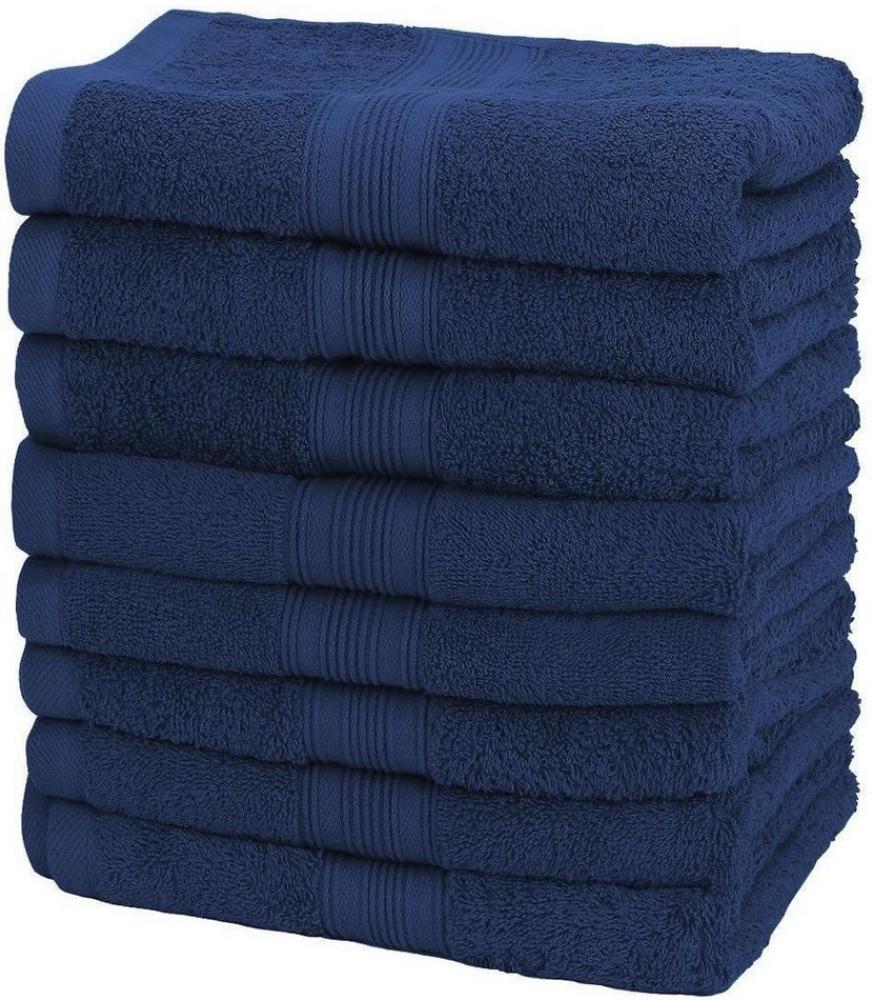 NatureMark Handtücher Handtuch 500gsm (8er-Set), 100% Baumwolle (8-St), 8X Frottier Handtücher mit Aufhänger, 50 x 100cm, Navy blau Bild 1