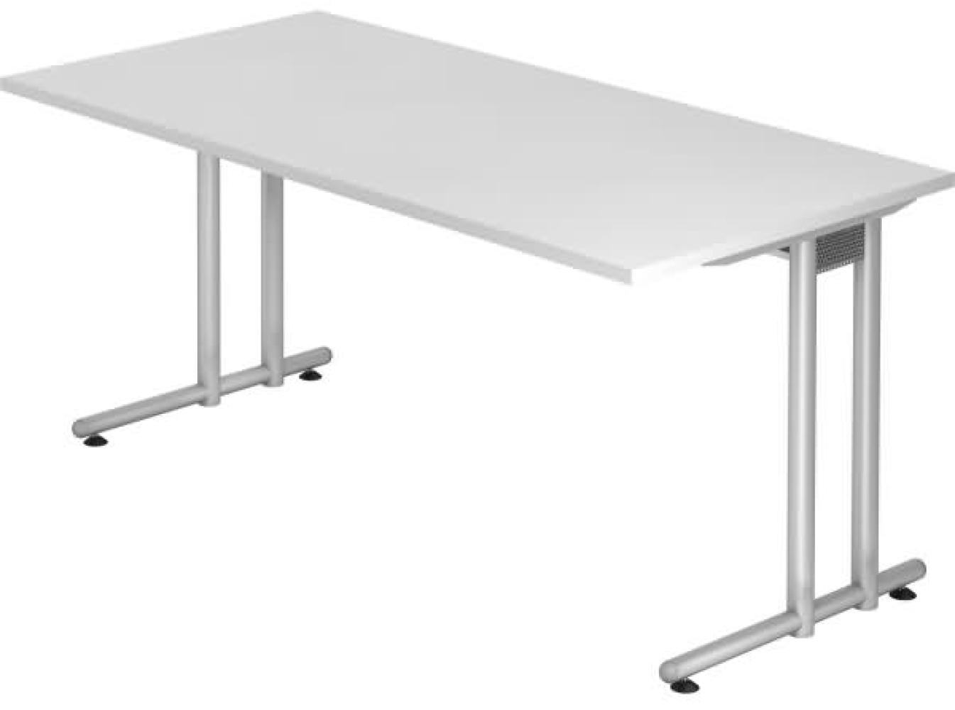 Schreibtisch NS16 C-Fuß 160x80cm Weiß Gestellfarbe: Silber Bild 1