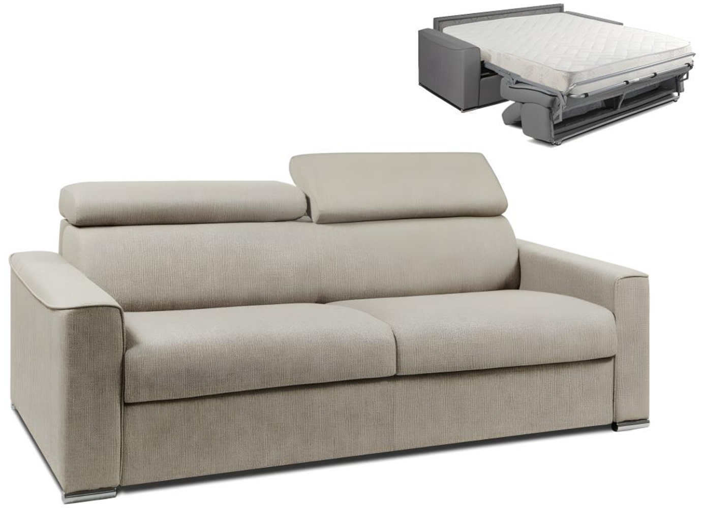 Schlafsofa 4-Sitzer Stoff VIZIR - Beige - Liegefläche: 160 cm - Matratzenhöhe: 18 cm Bild 1