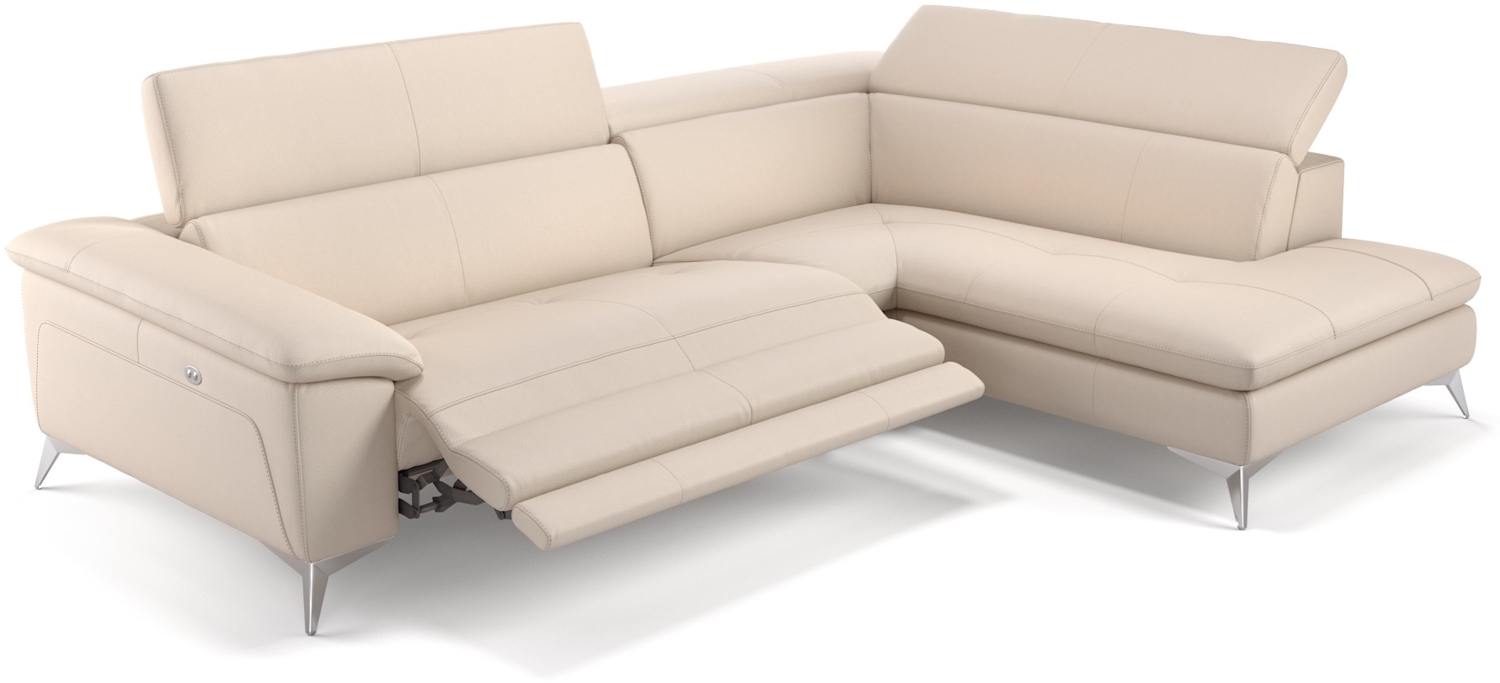 Sofanella Ledercouch STELLA Ledersofa Ecksofa Wohnlandschaft in Creme Bild 1