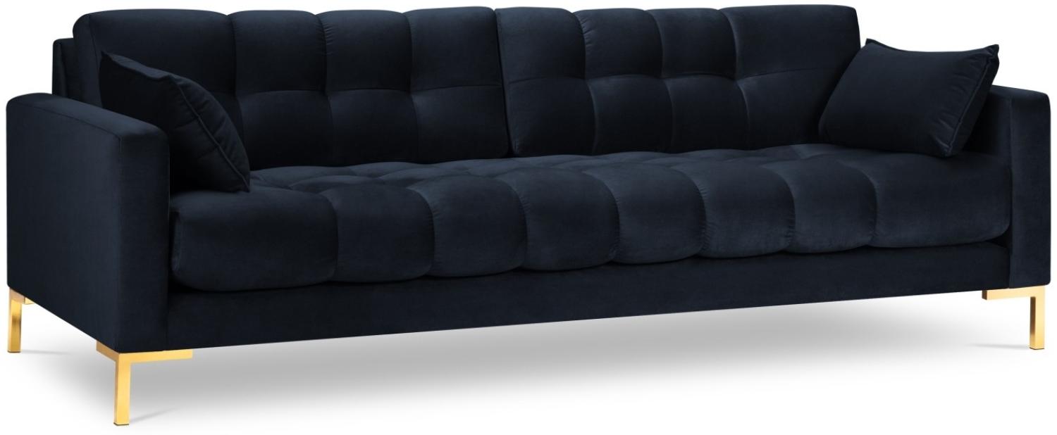 Micadoni 4-Sitzer Samtstoff Sofa Mamaia | Bezug Dark Blue | Beinfarbe Gold Metal Bild 1