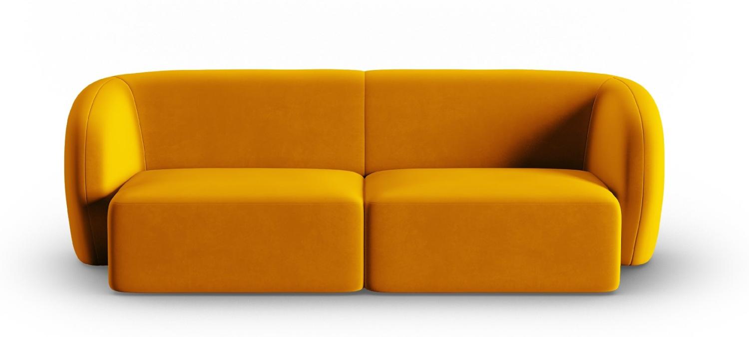 Micadoni Modulares Sofa Shane 2-Sitzer Samtstoff Gelb Bild 1