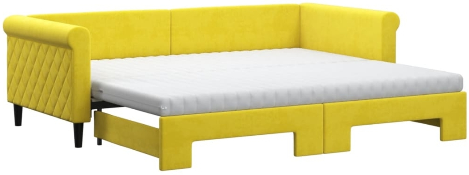 vidaXL Tagesbett Ausziehbar mit Matratzen Gelb 90x200 cm Samt 3197800 Bild 1