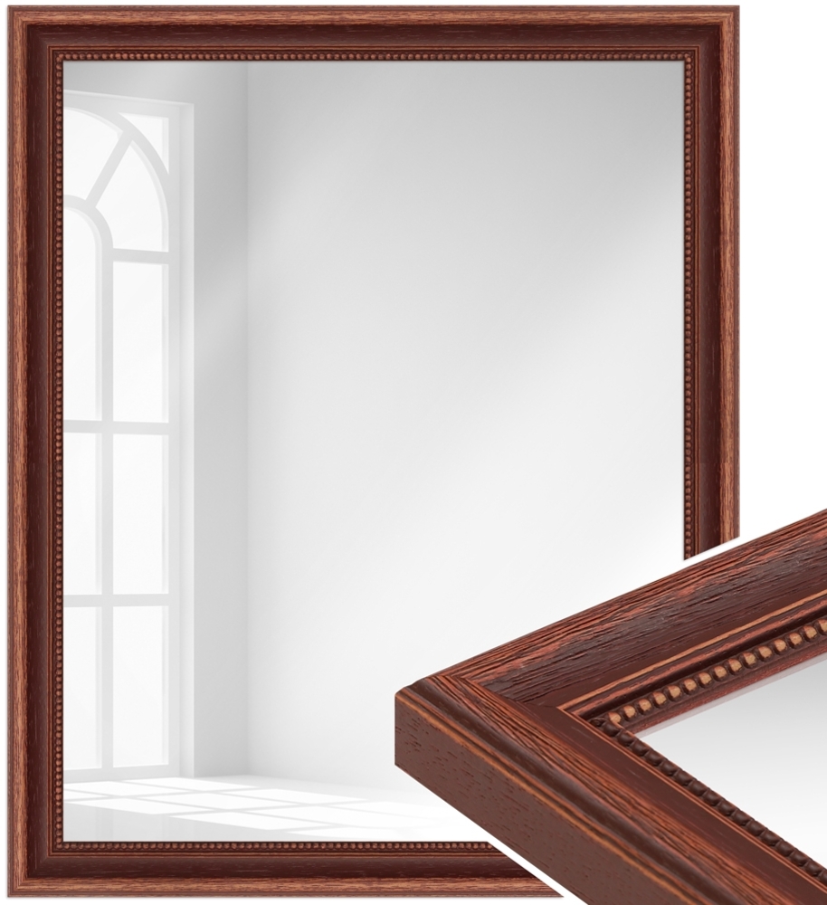 WANDStyle Wandspiegel H390 aus Massivholz in Braun 46 x 56 cm im Stil Landhaus Bild 1