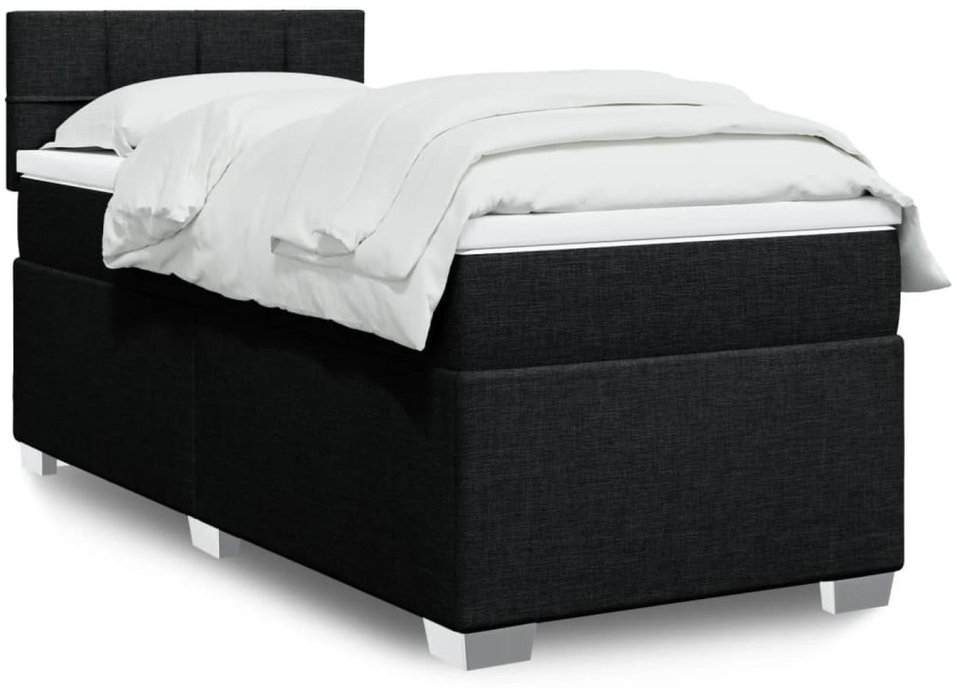 Boxspringbett mit Matratze, Stoff, Viereckige, grauer Fuß, Schwarz, 80 x 200 cm, false Bild 1