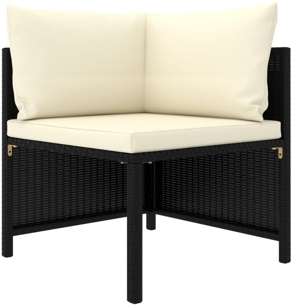 vidaXL 4-Sitzer-Gartensofa mit Auflagen Schwarz Poly Rattan 313515 Bild 1