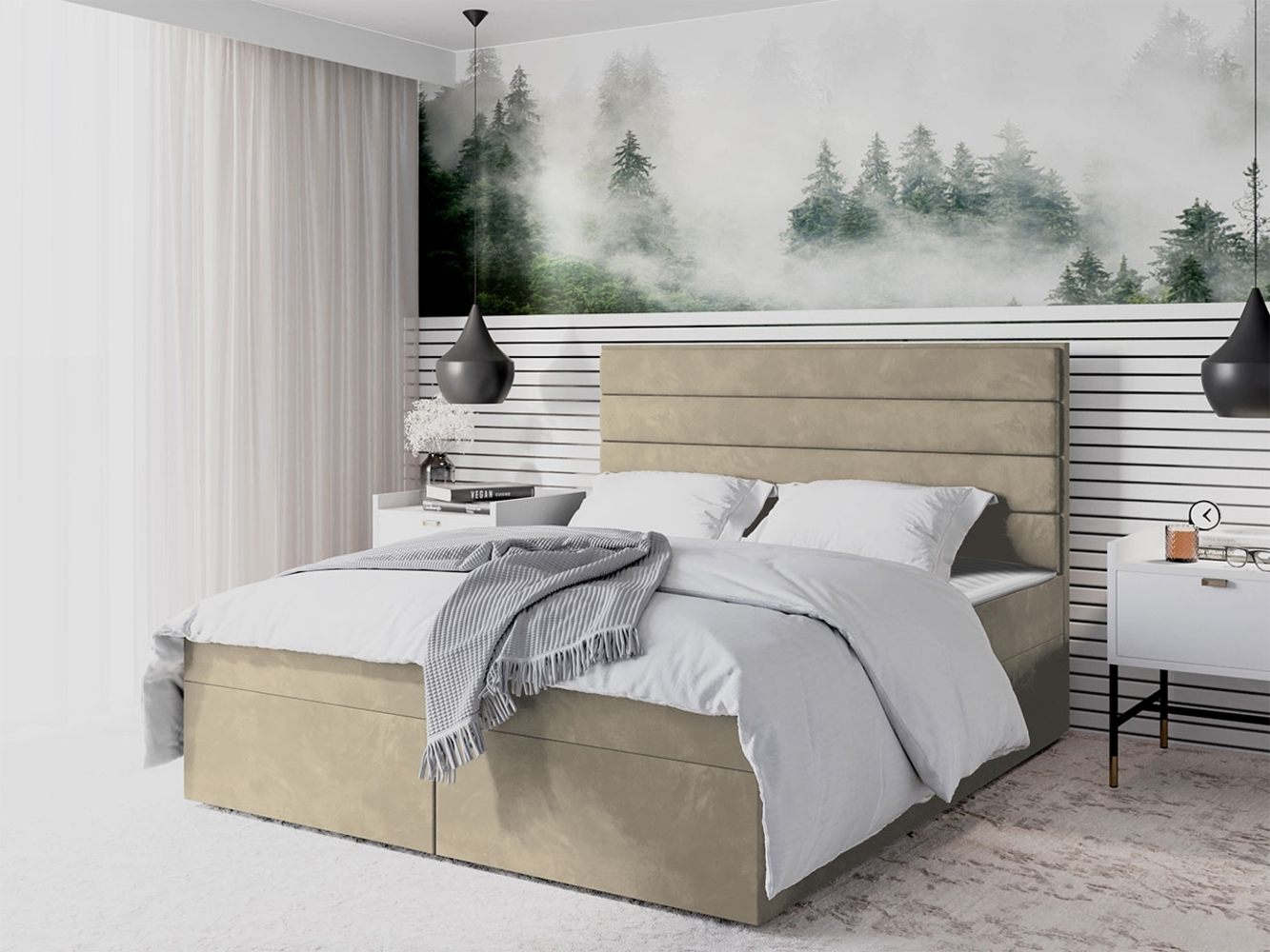 Boxspringbett Draban III, Sand, 160x200 cm Bild 1