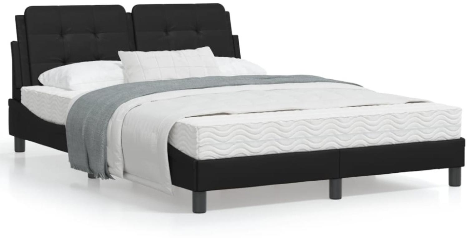 vidaXL Bett mit Matratze Schwarz 140x200 cm Kunstleder 3208866 Bild 1