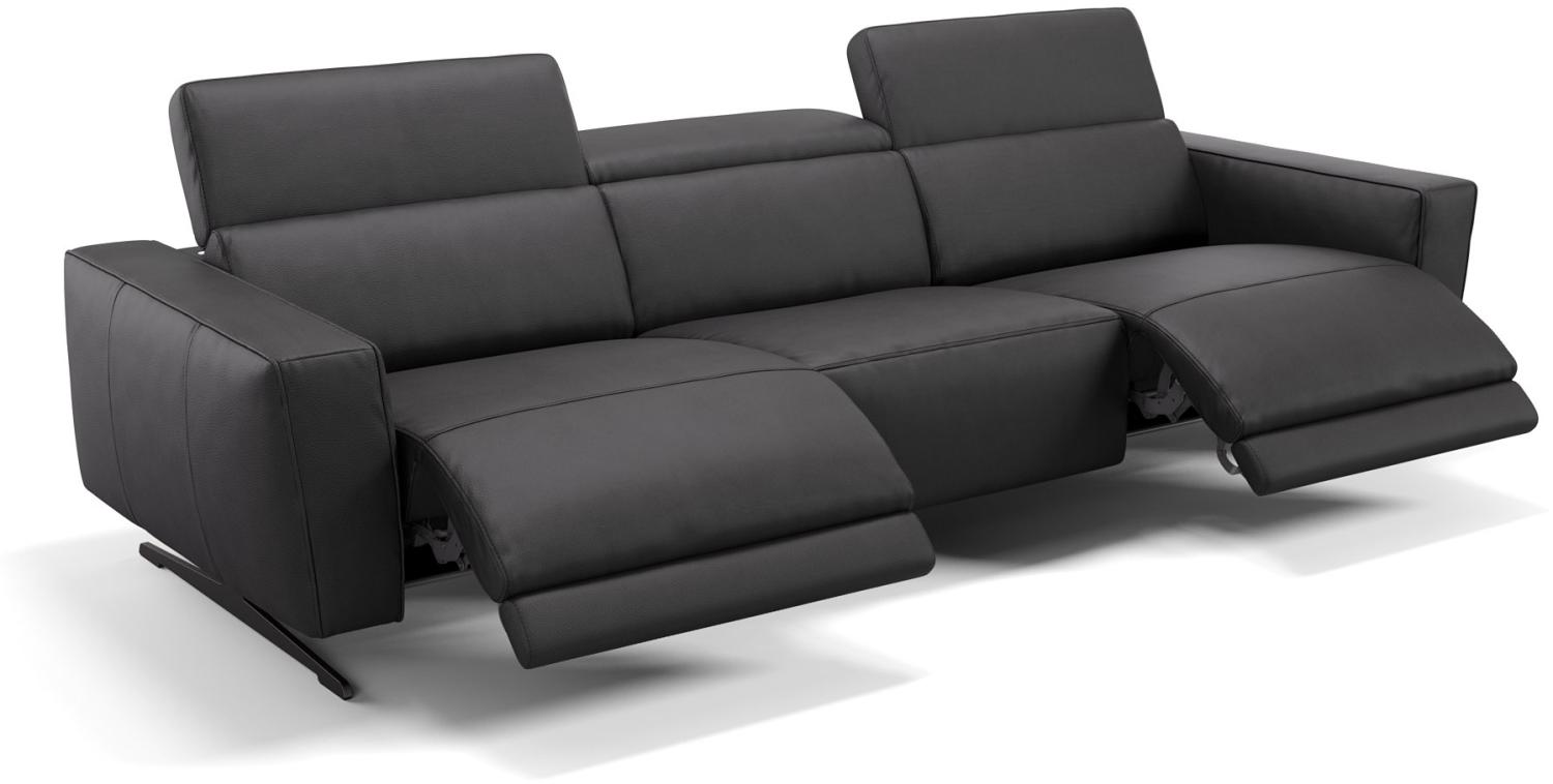 Sofanella 3-Sitzer ALESSO Ledercouch XXL Sofa in Schwarz S: 225 Breite x 108 Tiefe Bild 1