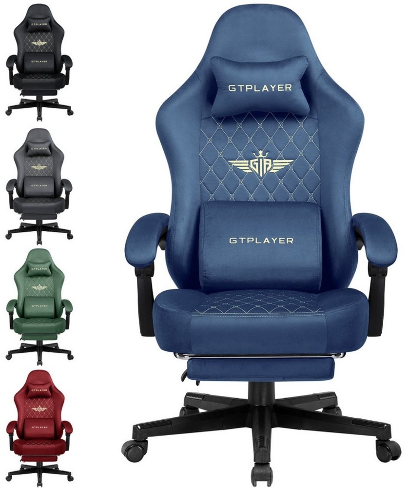 GTPLAYER Gaming-Stuhl Stoff Gaming Chair Ergonomisch Bürostuh PC Stuhl, 150kg Belastbarkeit, Schreibtischstuh mit Federsitzkissen und Fußstütze Bild 1