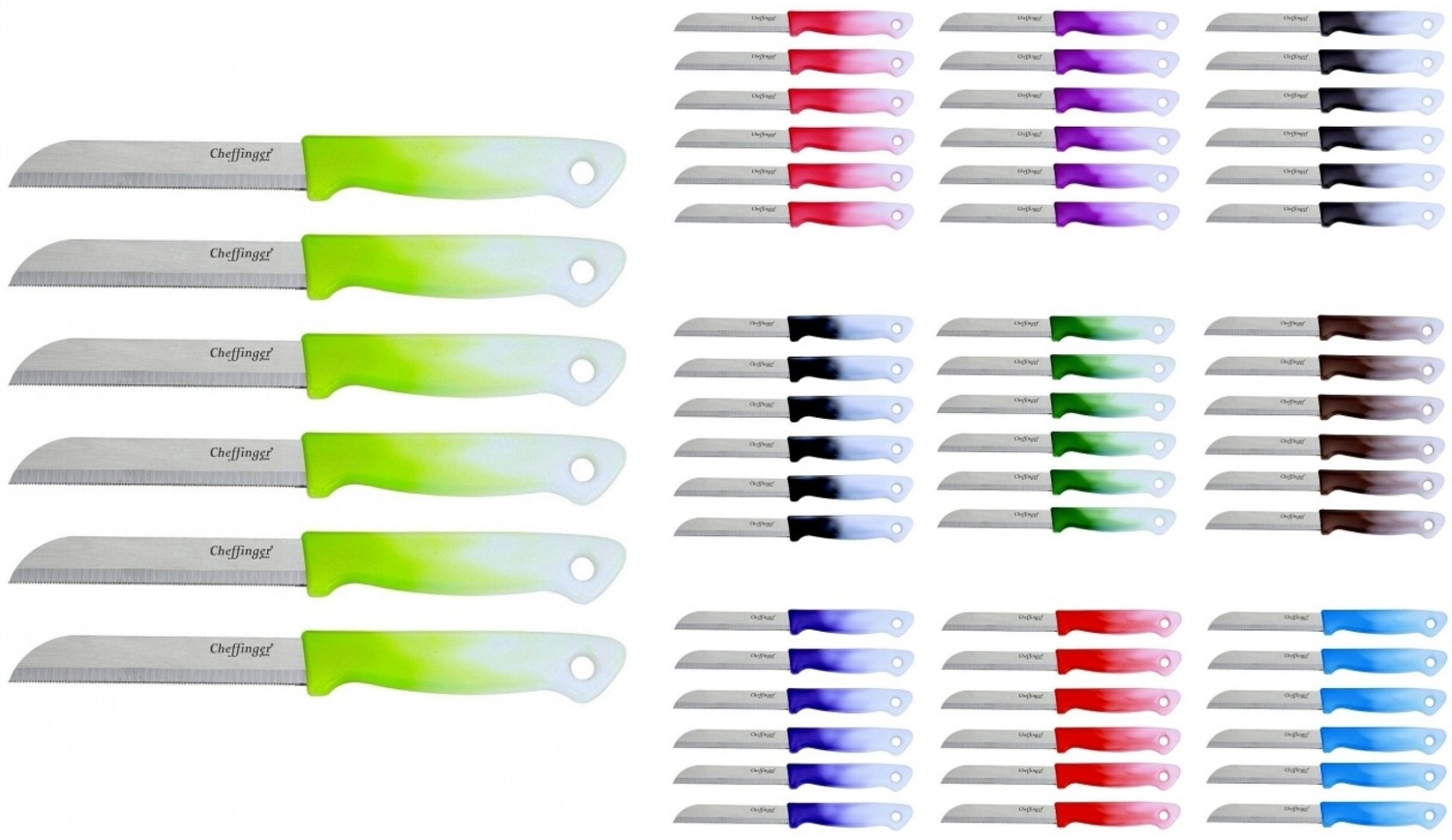 60er Set Cheffinger Messer-Set Küchenmesser Kochmesser CF-MKS bunt Bild 1