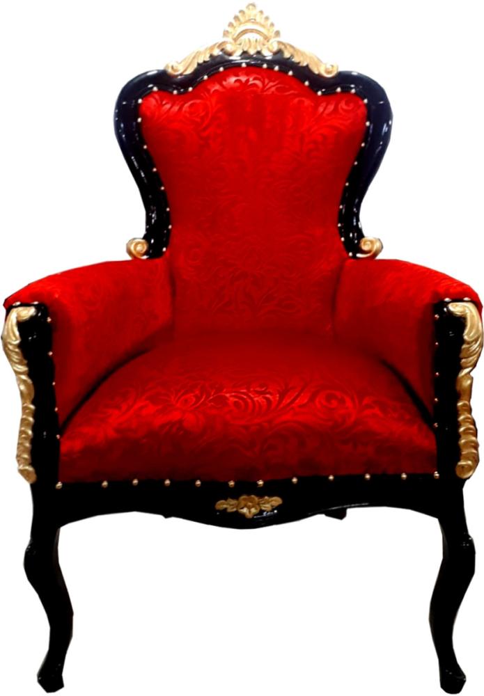 Pompöös by Casa Padrino Luxus Barock Sessel Bergere Rot Muster / Gold - Pompööser Barock Sessel von Harald Glööckler Bild 1