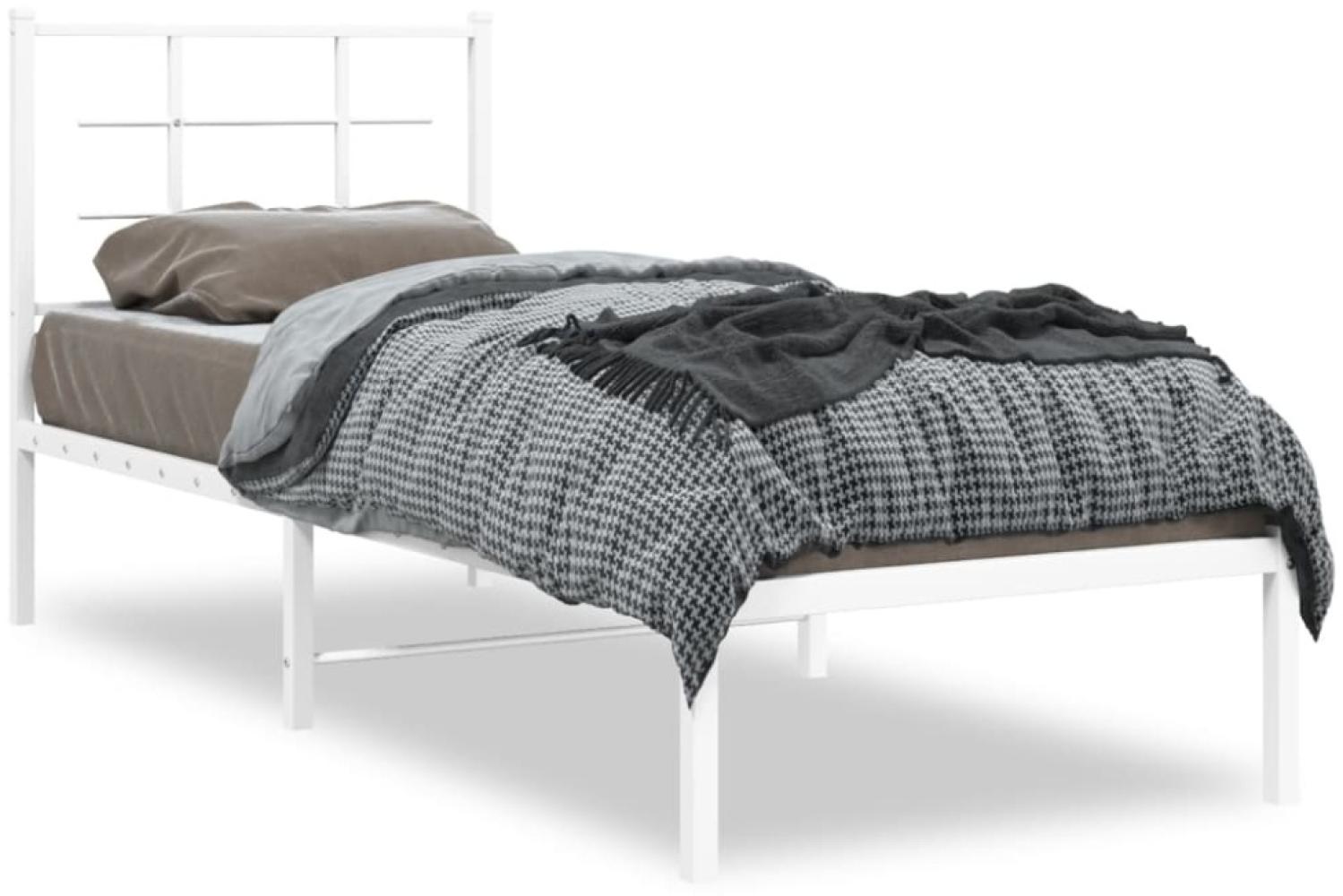 vidaXL Metallbett ohne Matratze mit Kopfteil Weiß 75x190 cm 355600 Bild 1